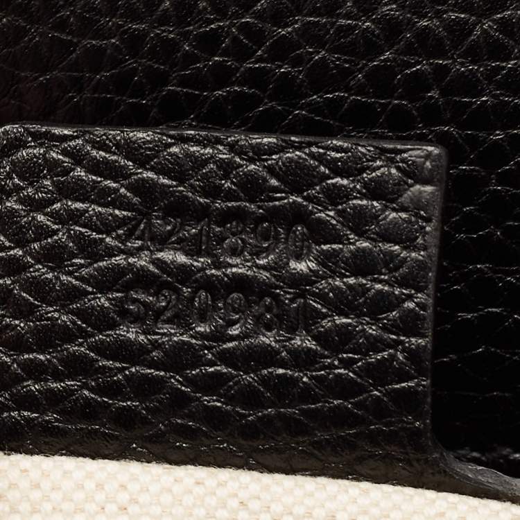 Pre Owned Gucci Black Leather Medium GG Marmont Top Handle Bag