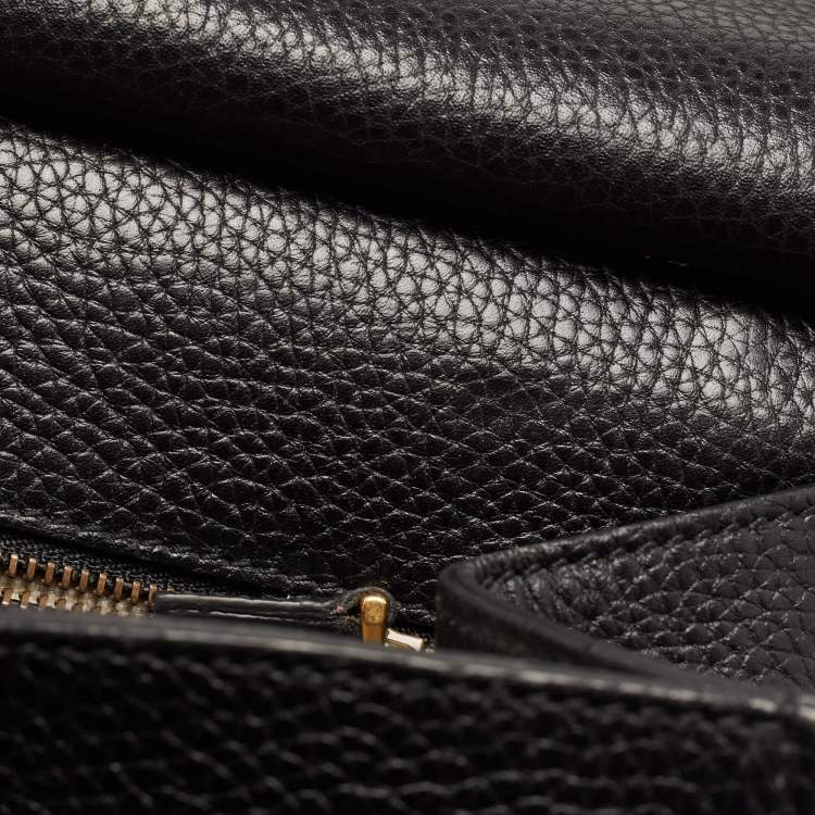 Pre Owned Gucci Black Leather Medium GG Marmont Top Handle Bag