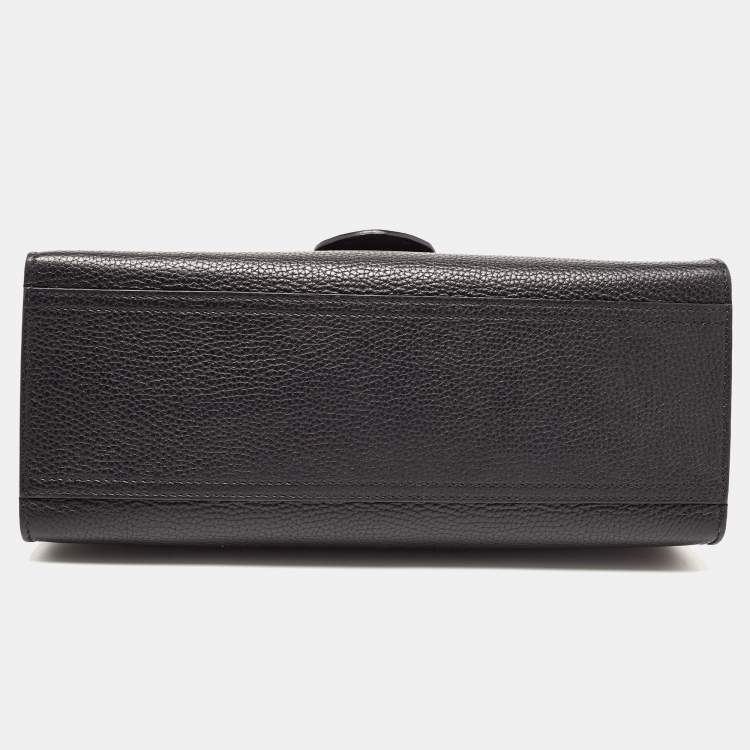 Pre Owned Gucci Black Leather Medium GG Marmont Top Handle Bag