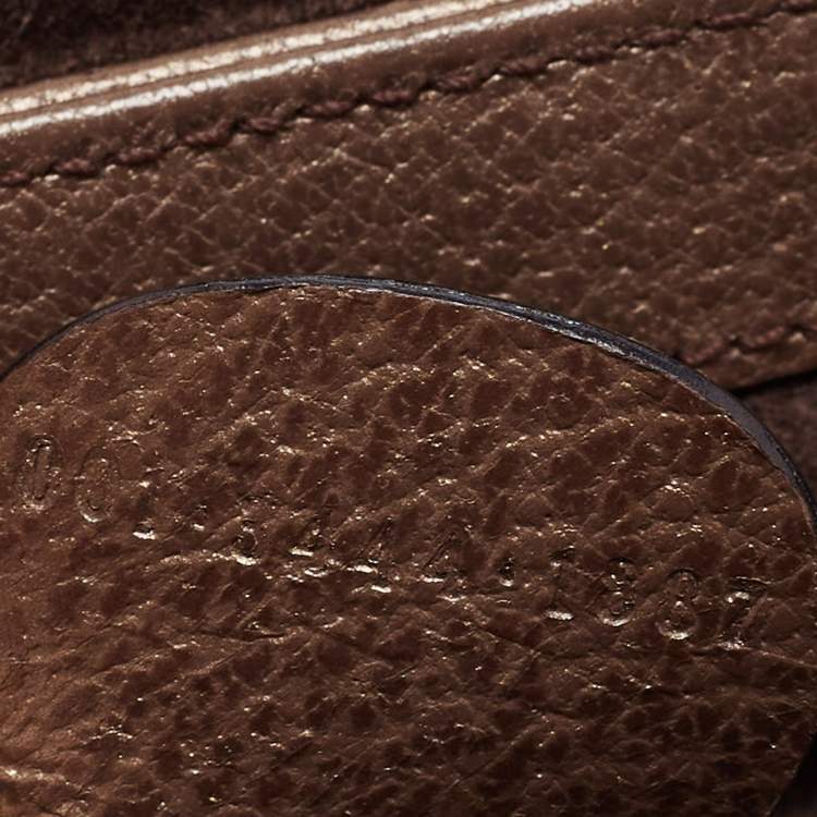 Pre Owned Gucci Bronze Leather Bamboo Flap Top Handle Bag