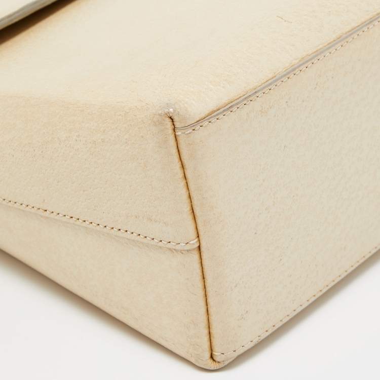 Pre Owned Gucci Beige Leather Bamboo Tap Handle Bag