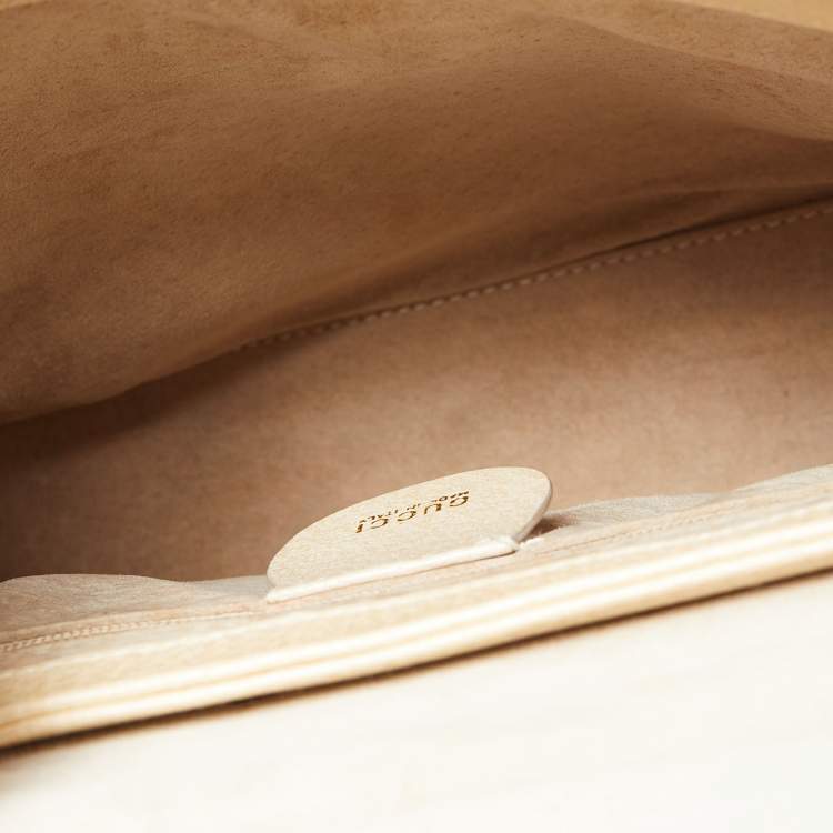 Pre Owned Gucci Beige Leather Bamboo Tap Handle Bag