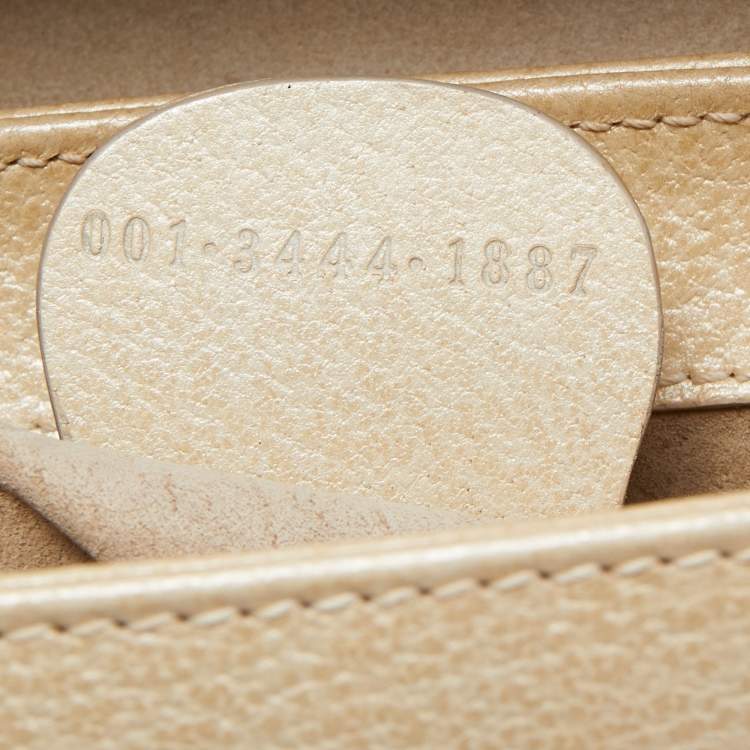 Pre Owned Gucci Beige Leather Bamboo Tap Handle Bag