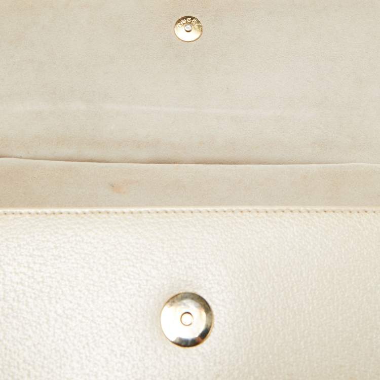 Pre Owned Gucci Beige Leather Bamboo Tap Handle Bag
