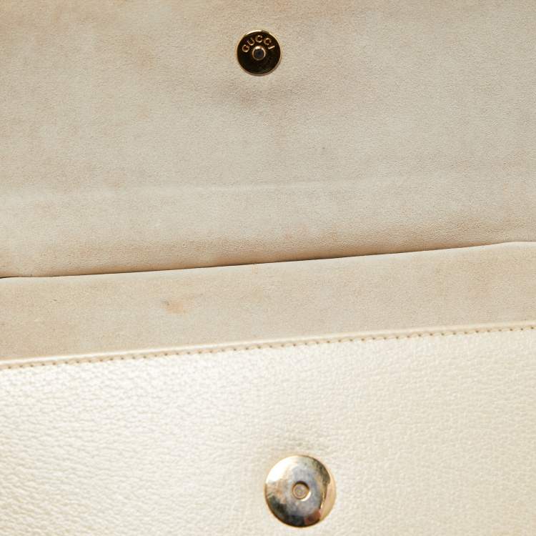Pre Owned Gucci Beige Leather Bamboo Tap Handle Bag