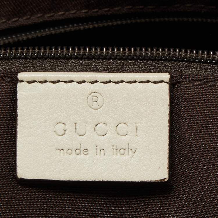 Pre Owned Gucci Off White/Beige GG Canvas and Leather Medium Sukey Boston Bag