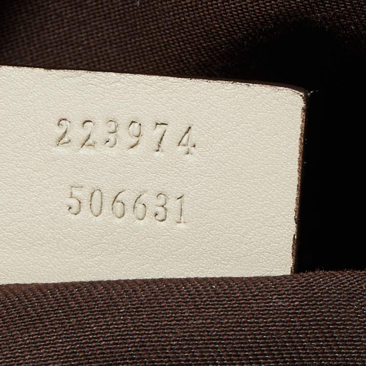 Pre Owned Gucci Off White/Beige GG Canvas and Leather Medium Sukey Boston Bag