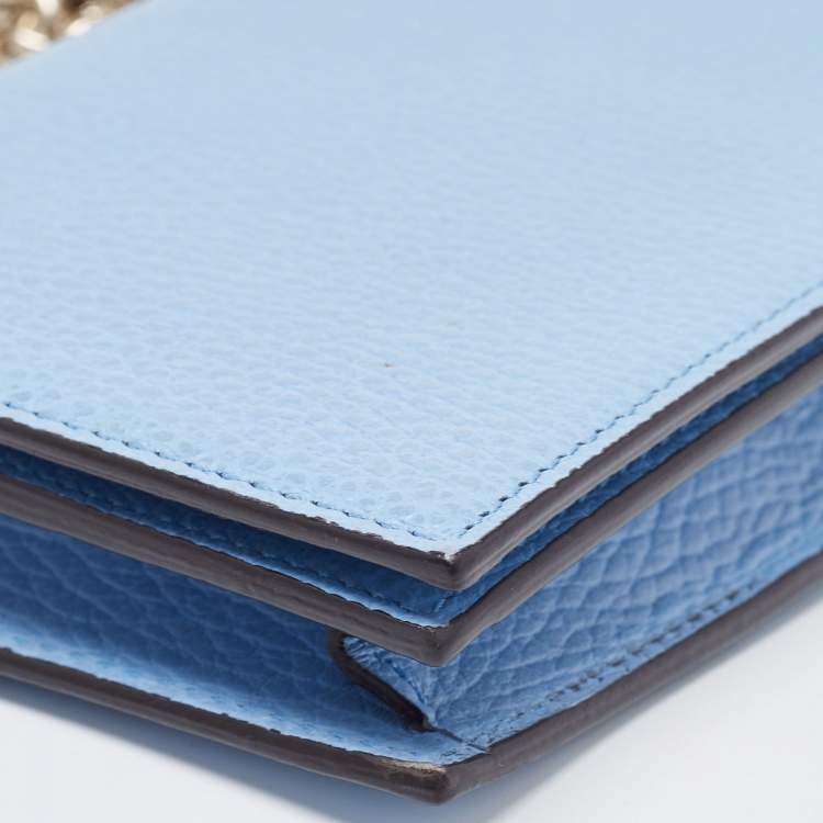 Pre Owned Gucci Light Blue Leather Betty Wallet on Chain