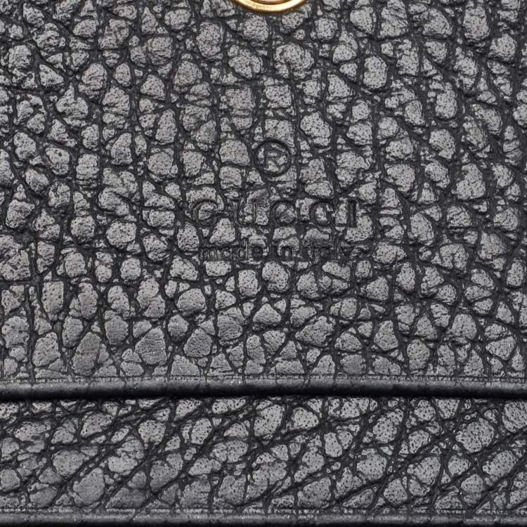 Pre Owned Gucci Black Leather GG Marmont Flap Card Case
