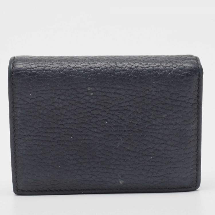 Pre Owned Gucci Black Leather GG Marmont Flap Card Case