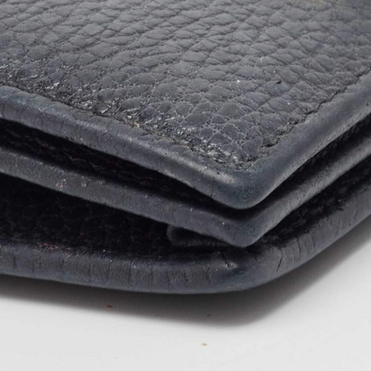 Pre Owned Gucci Black Leather GG Marmont Flap Card Case