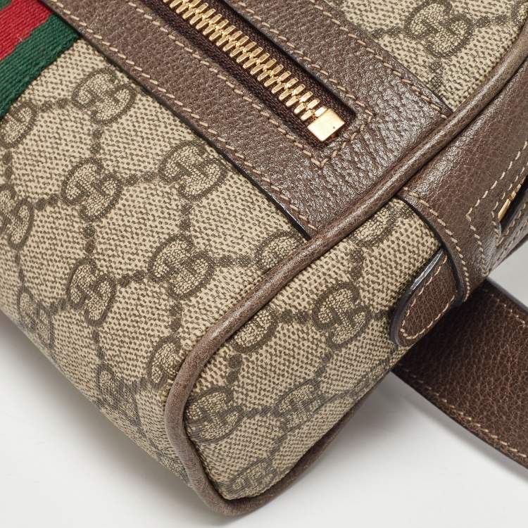 Pre Owned Gucci Beige/Brown GG Supreme Canvas and Leather Ophidia Belt Bag