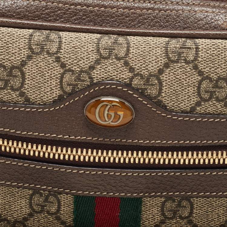 Pre Owned Gucci Beige/Brown GG Supreme Canvas and Leather Ophidia Belt Bag