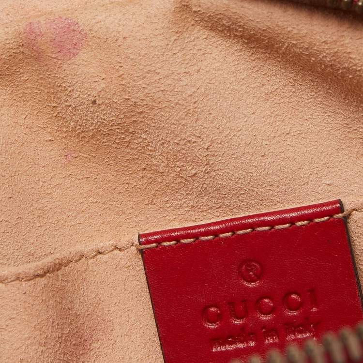 Pre Owned Gucci Red Matelassé Leather GG Marmont Belt Bag