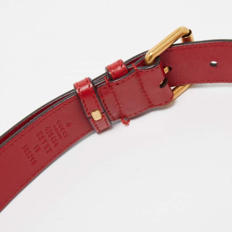 Pre Owned Gucci Red Matelassé Leather GG Marmont Belt Bag