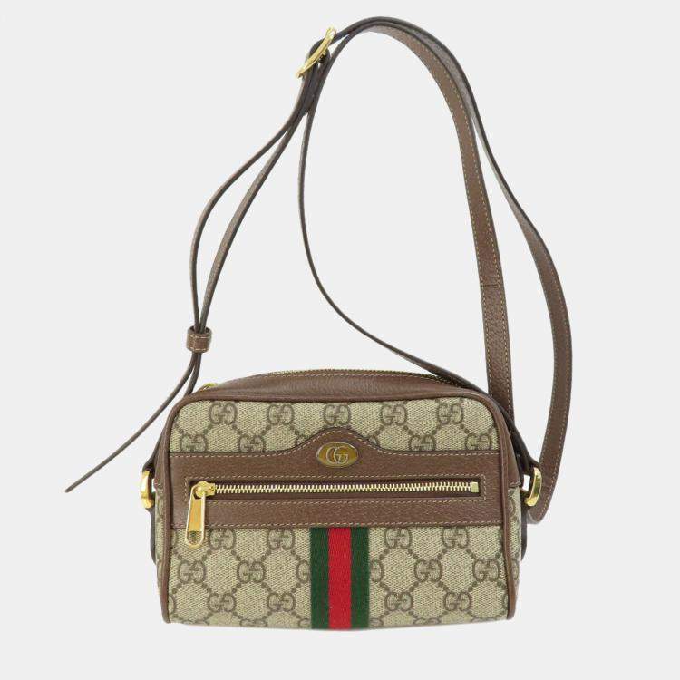Gucci Beige/Brown GG Supreme Canvas and Leather Small Ophidia