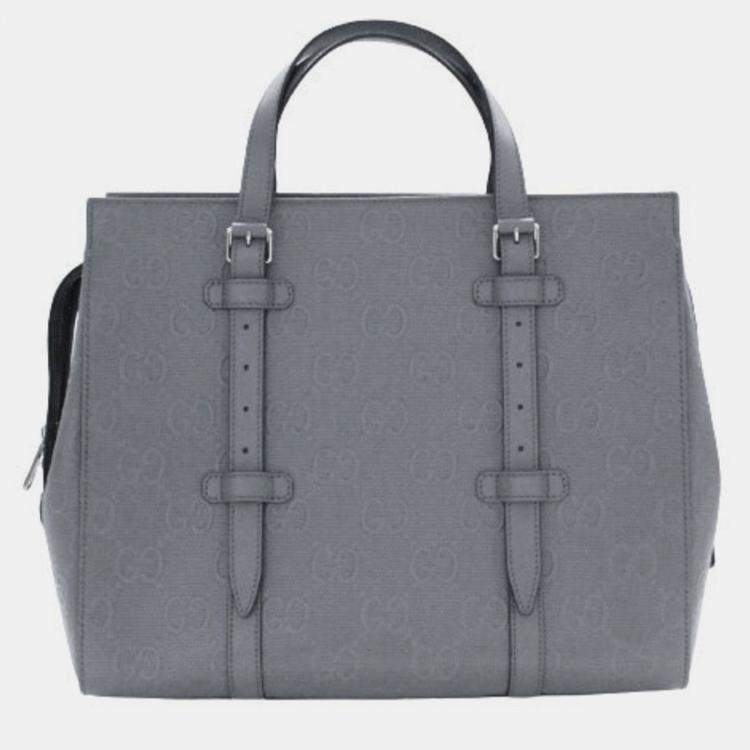 Gucci Grey GG Embossed Leather Tote Bag Gucci TLC