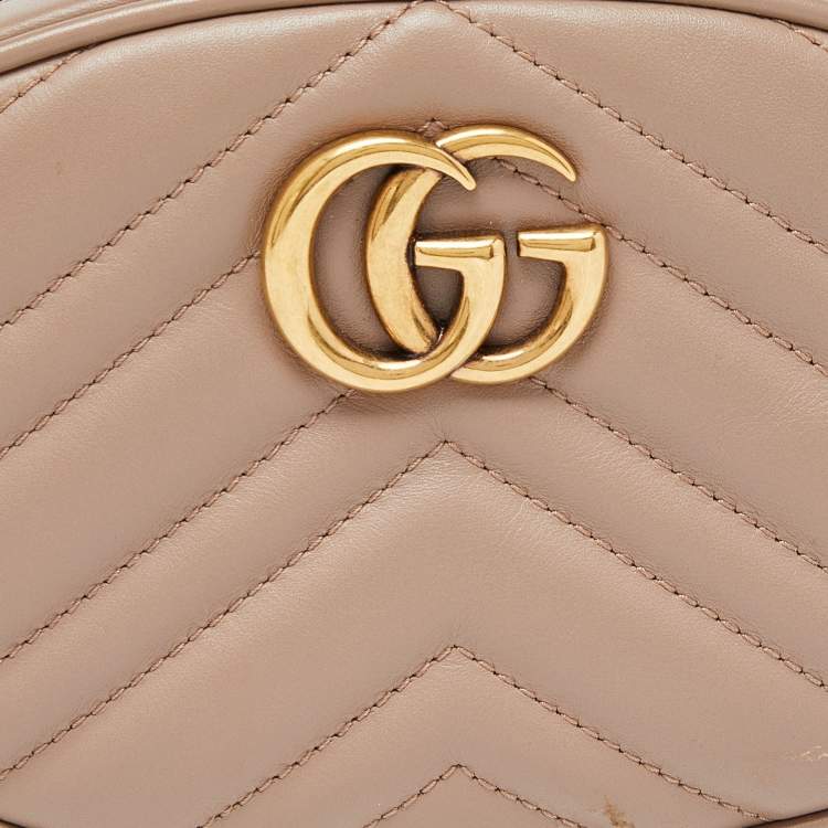 مملوكة مسبقًا Gucci Beige Matelassé Leather Mini GG Marmont Belt Bag