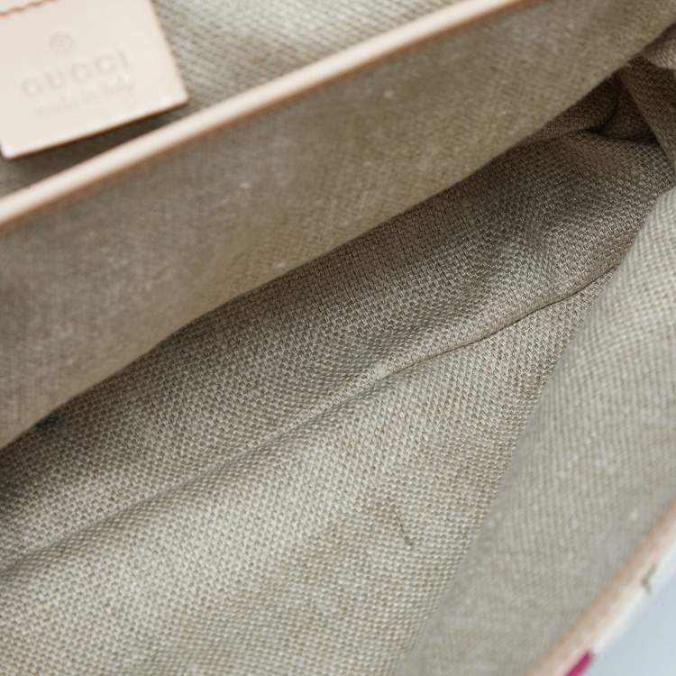 Pre Owned Gucci Multicolor Floral Canvas and Leather Bamboo Top Handle Bag