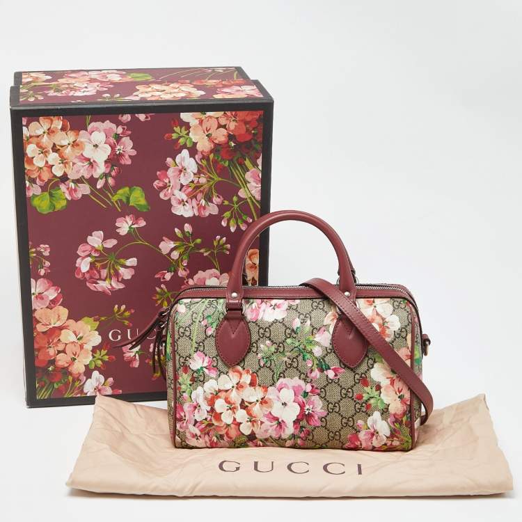 Pre Owned Gucci Multicolor GG Supreme Canvas and Leather Small Blooms Boston Bag