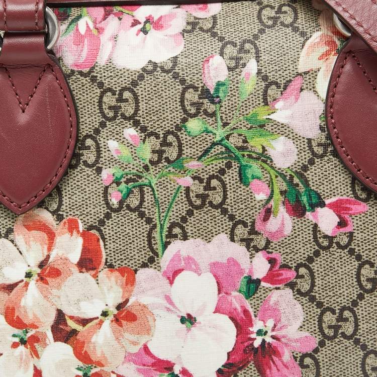 Pre Owned Gucci Multicolor GG Supreme Canvas and Leather Small Blooms Boston Bag