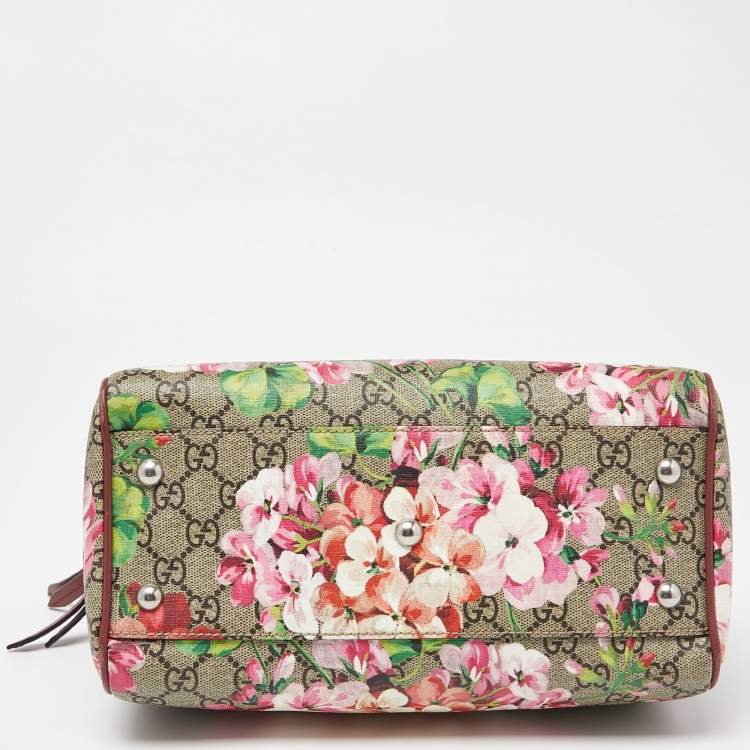 Pre Owned Gucci Multicolor GG Supreme Canvas and Leather Small Blooms Boston Bag