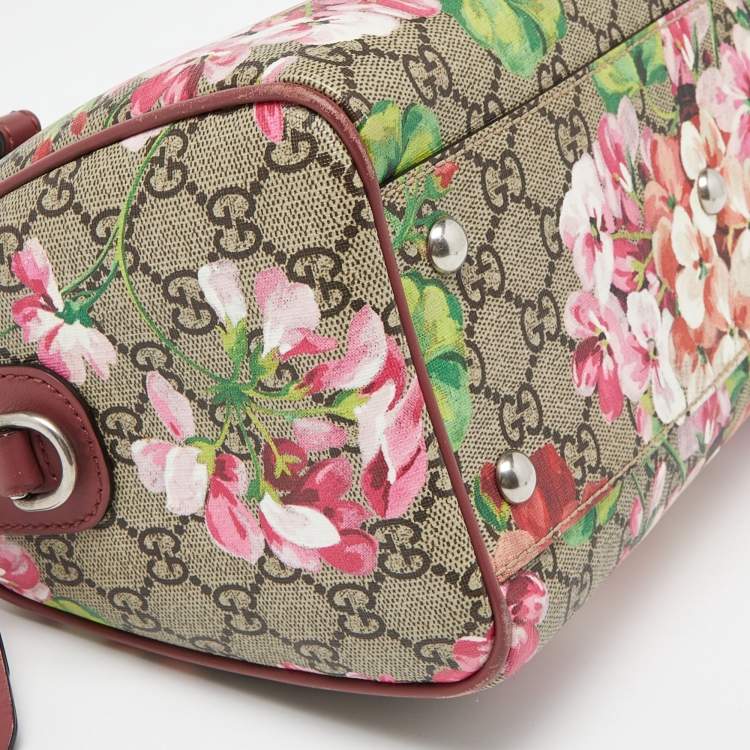Pre Owned Gucci Multicolor GG Supreme Canvas and Leather Small Blooms Boston Bag