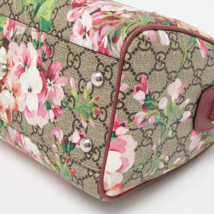 Pre Owned Gucci Multicolor GG Supreme Canvas and Leather Small Blooms Boston Bag