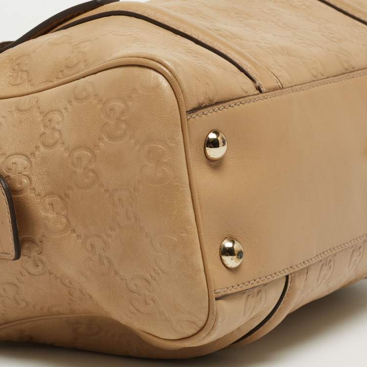 Pre Owned Gucci Beige Guccissima Leather Web Britt Boston Bag