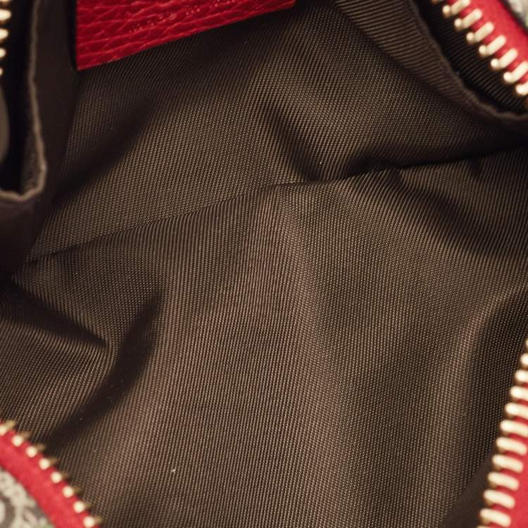 Pre Owned Gucci Red/Beige Flora GG Supreme Canvas Ophidia Cosmetic Pouch