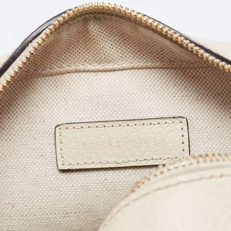 Pre Owned Gucci Cream/Brown GG Supreme And Leather Ophidia Shoulder Bag