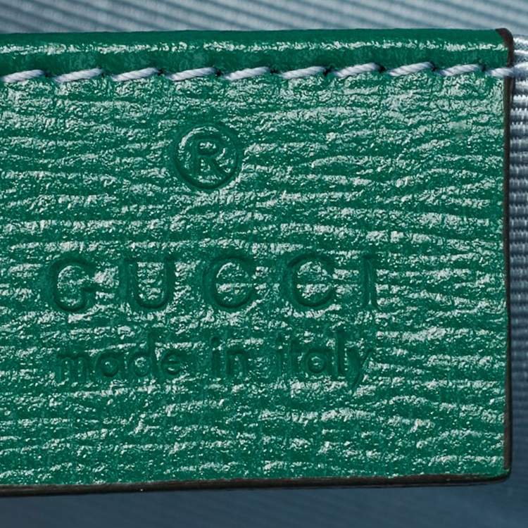Pre Owned Gucci Green Raffia Horsebit 1955 Chain Shoulder Bag