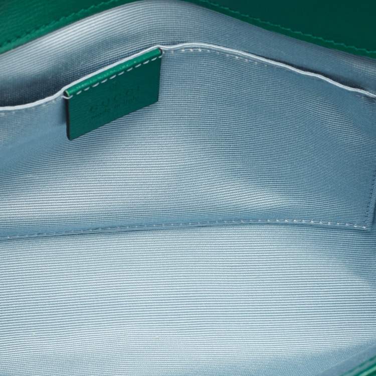 Pre Owned Gucci Green Raffia Horsebit 1955 Chain Shoulder Bag