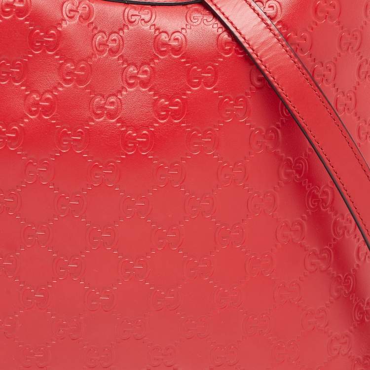 مملوكة مسبقًا Gucci Red Guccissima Leather Linea A Hobo 