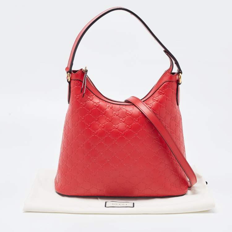 مملوكة مسبقًا Gucci Red Guccissima Leather Linea A Hobo 