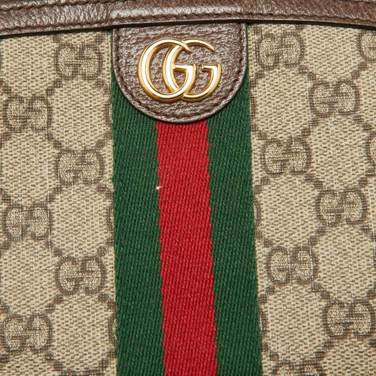 Pre Owned Gucci Beige GG Supreme Canvas and Leather Pouch