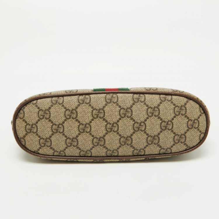 Pre Owned Gucci Beige GG Supreme Canvas and Leather Pouch