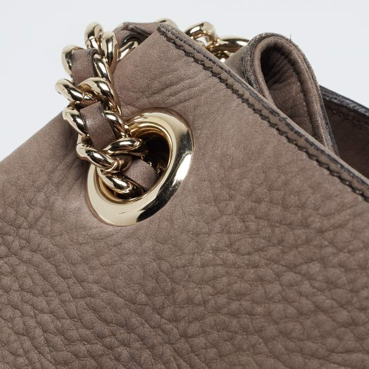 Pre Owned Gucci Brown Nubuck Leather Medium Soho Chain Shoulder Bag