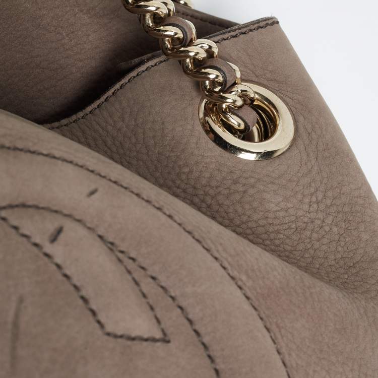 Pre Owned Gucci Brown Nubuck Leather Medium Soho Chain Shoulder Bag