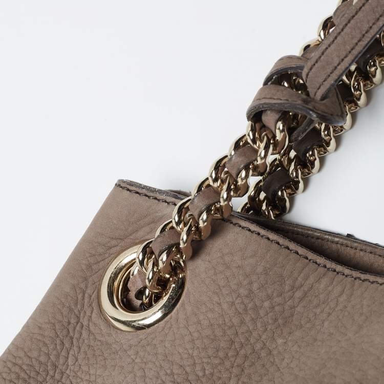 Pre Owned Gucci Brown Nubuck Leather Medium Soho Chain Shoulder Bag