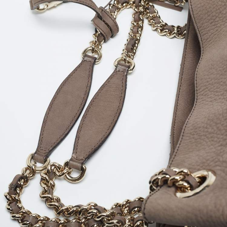 Pre Owned Gucci Brown Nubuck Leather Medium Soho Chain Shoulder Bag