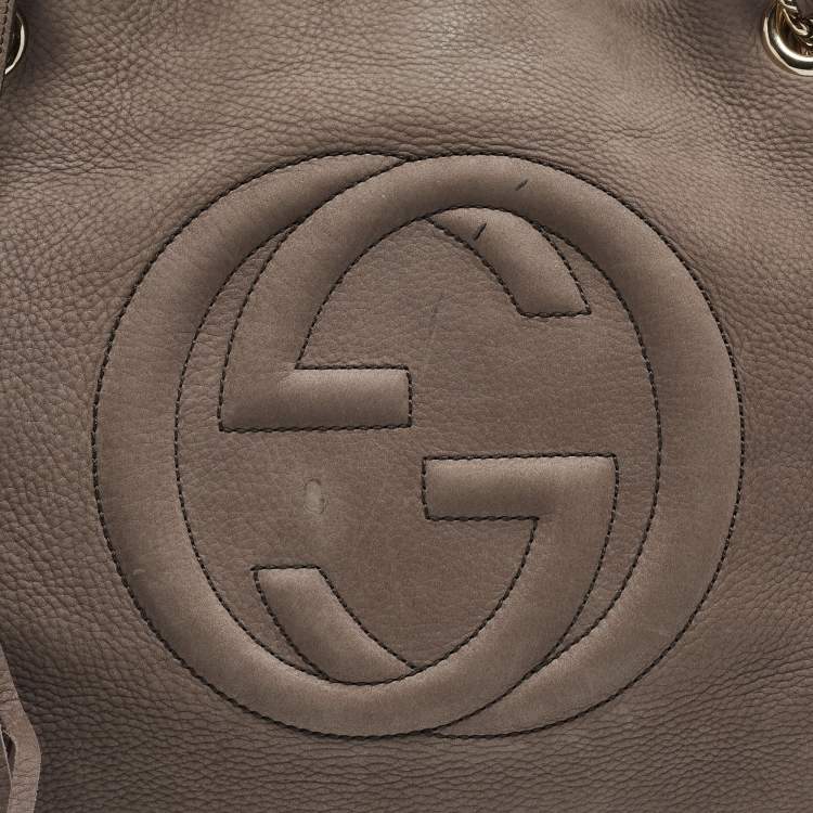 Pre Owned Gucci Brown Nubuck Leather Medium Soho Chain Shoulder Bag