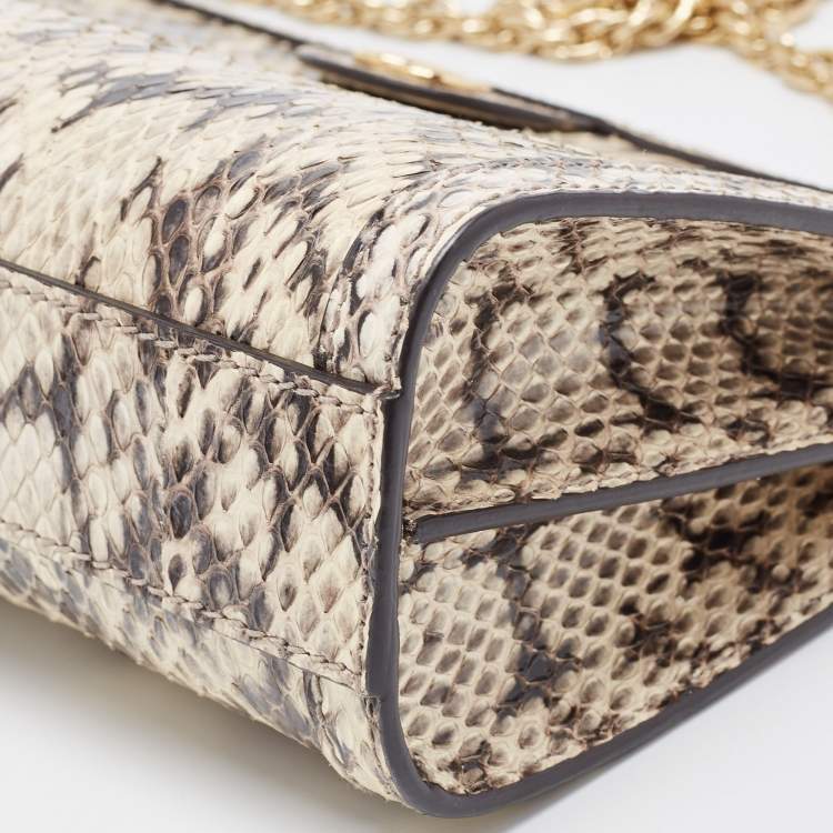 Pre Owned Gucci Beige/Brown Watersnake Leather Small GG Ophidia Shoulder Bag