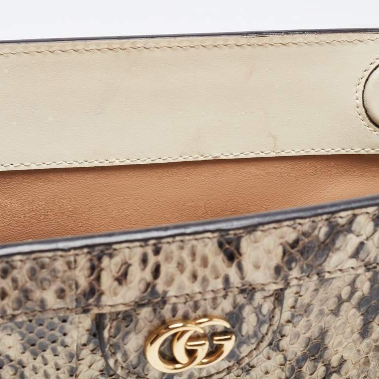 Pre Owned Gucci Beige/Brown Watersnake Leather Small GG Ophidia Shoulder Bag