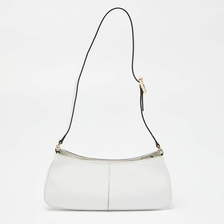 مملوكة مسبقًا Gucci White Microguccissima Leather Zip Baguette Bag