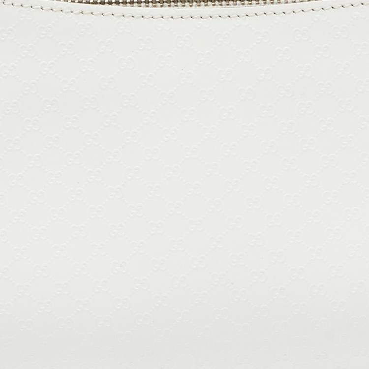 مملوكة مسبقًا Gucci White Microguccissima Leather Zip Baguette Bag