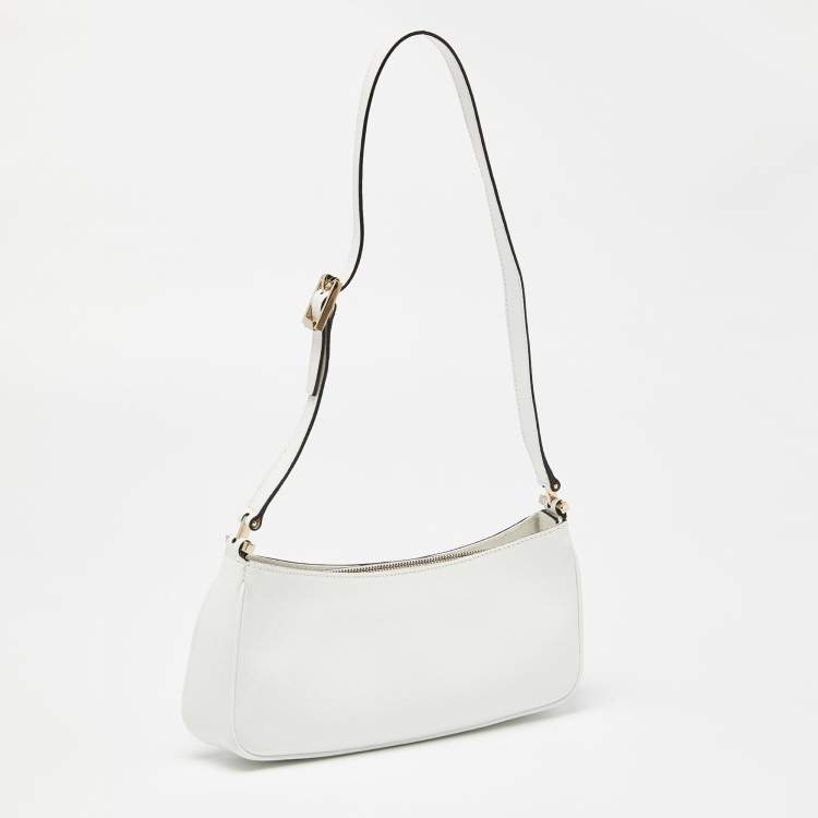 مملوكة مسبقًا Gucci White Microguccissima Leather Zip Baguette Bag