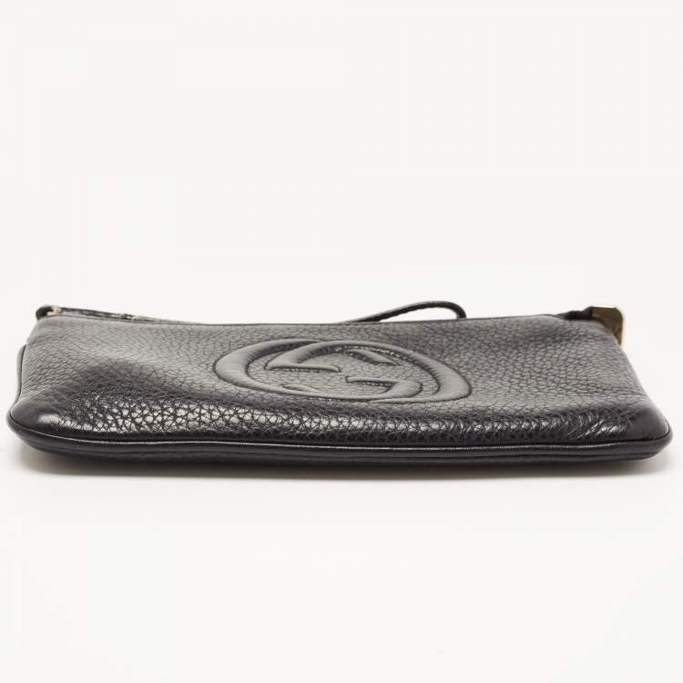 Pre Owned Gucci Black Leather Soho Wristlet Clutch