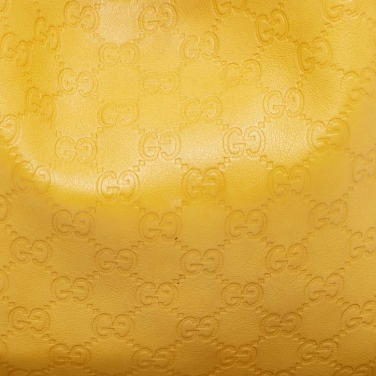 Pre Owned Gucci Yellow Guccissima Leather Medium Britt Hobo
