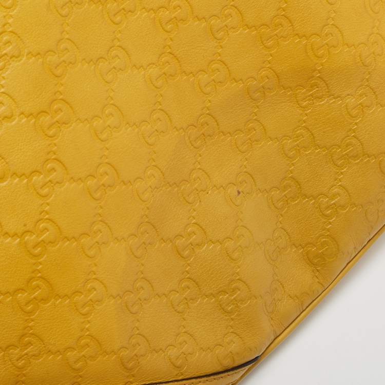 Pre Owned Gucci Yellow Guccissima Leather Medium Britt Hobo